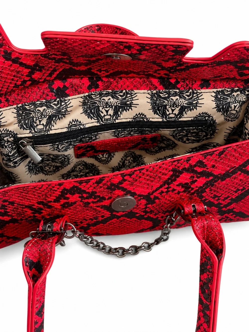 🆕️Ed Hardy Red Snake Satchel Shoulder Bag NWT Vegan Leather Charm Purse